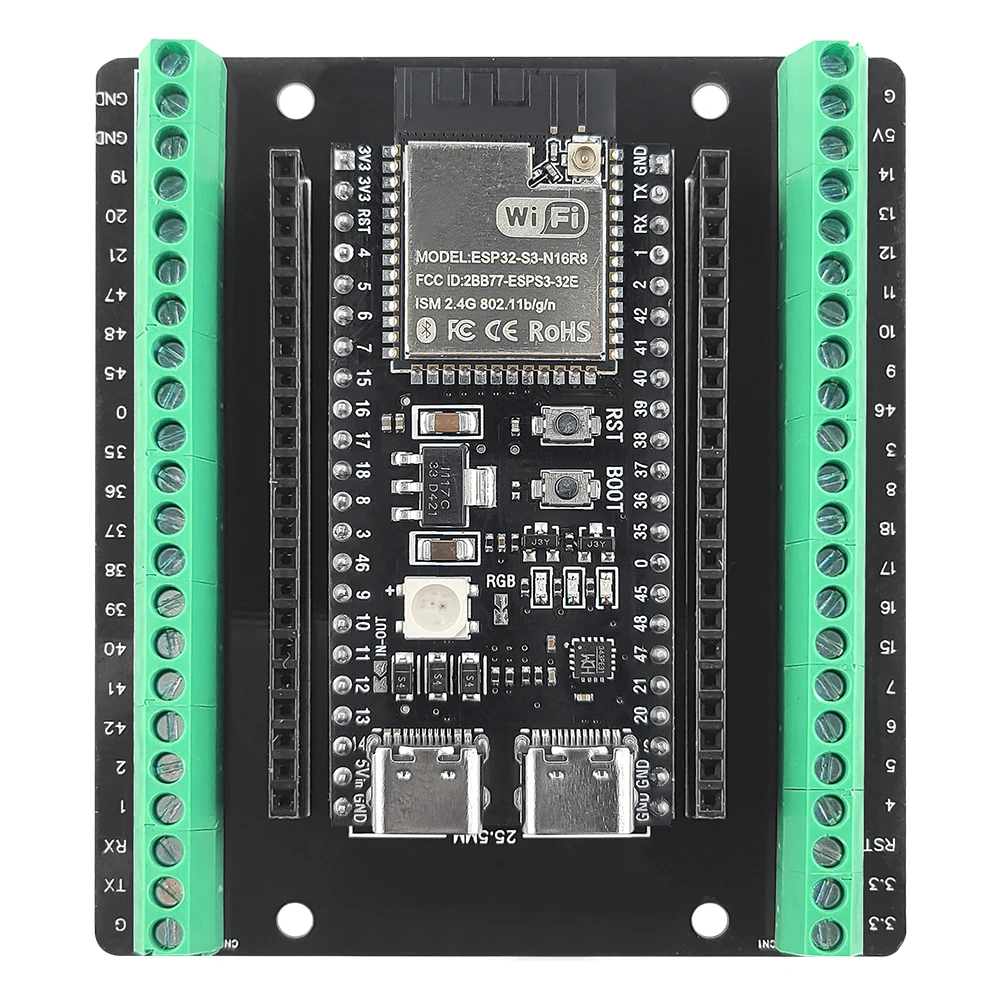 ESP32-S3 Development Board with Expansion Adapter Kit 2.4G Wifi BT Module MCU ESP32-S3WROOM1 N16R8 44Pin Type-C ESP32-S3