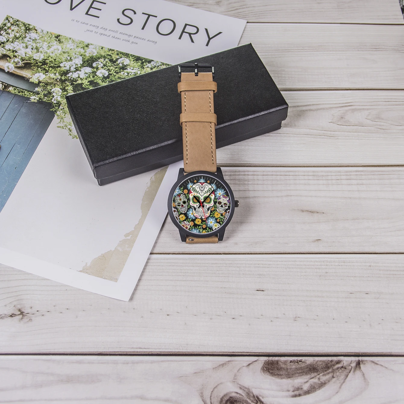 Cool Men's Watch Flowers New in Men's Watches Wrist Timepiece Gift Customizable Patterns Colorful Skull Souvenir