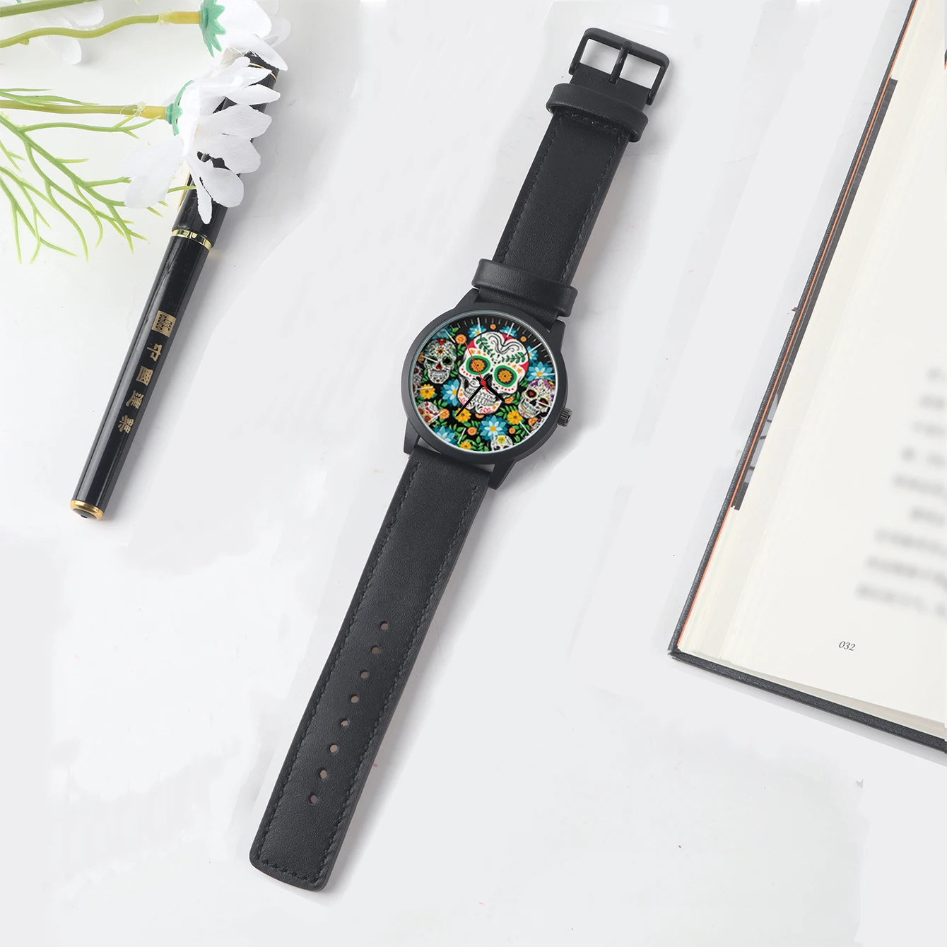 Cool Men's Watch Flowers New in Men's Watches Wrist Timepiece Gift Customizable Patterns Colorful Skull Souvenir