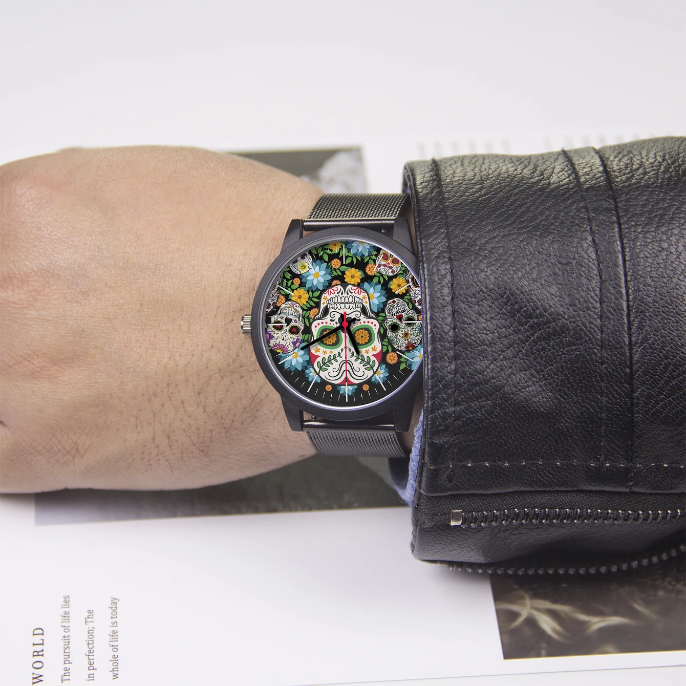 Cool Men's Watch Flowers New in Men's Watches Wrist Timepiece Gift Customizable Patterns Colorful Skull Souvenir