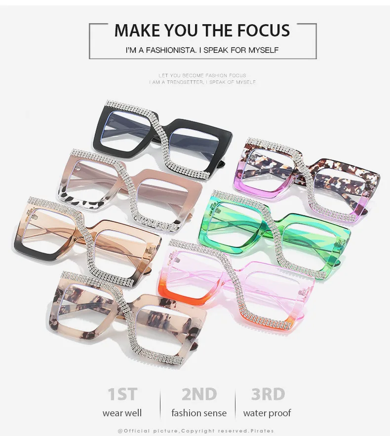 Colorful Anti Blue Light Glasses For Women Square Oversized Black Ladies Optical Glasses Frame Clear Lens Female Eyeglasses