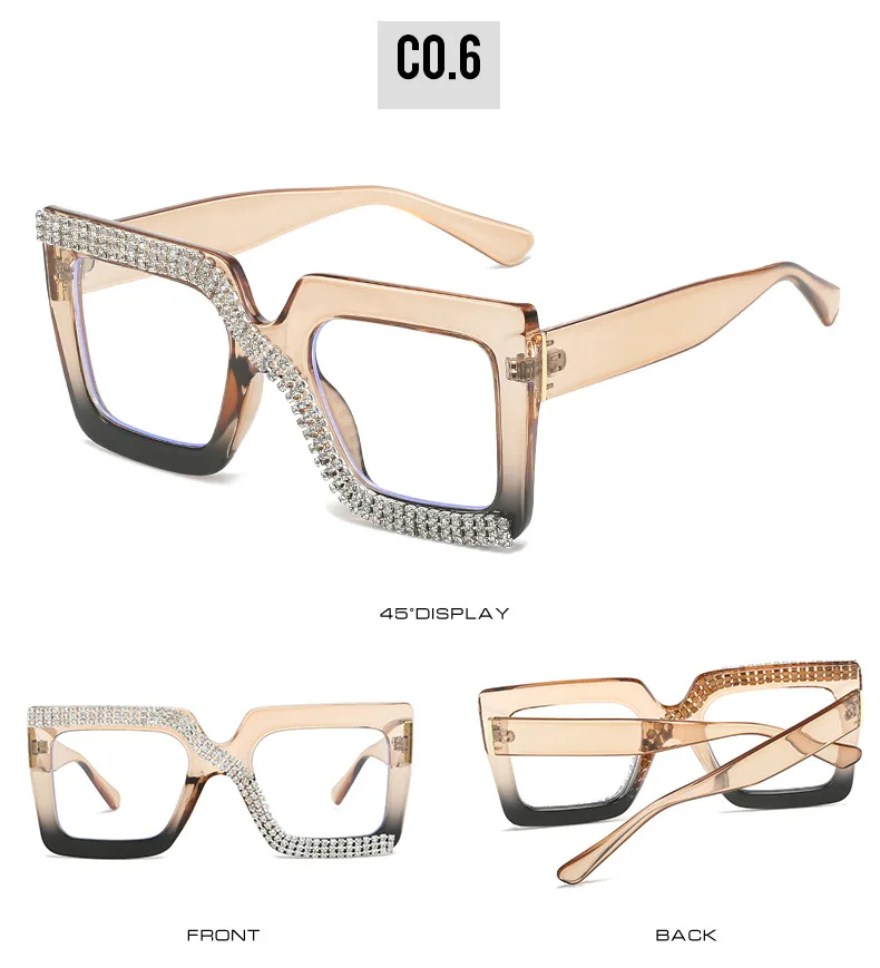 Colorful Anti Blue Light Glasses For Women Square Oversized Black Ladies Optical Glasses Frame Clear Lens Female Eyeglasses