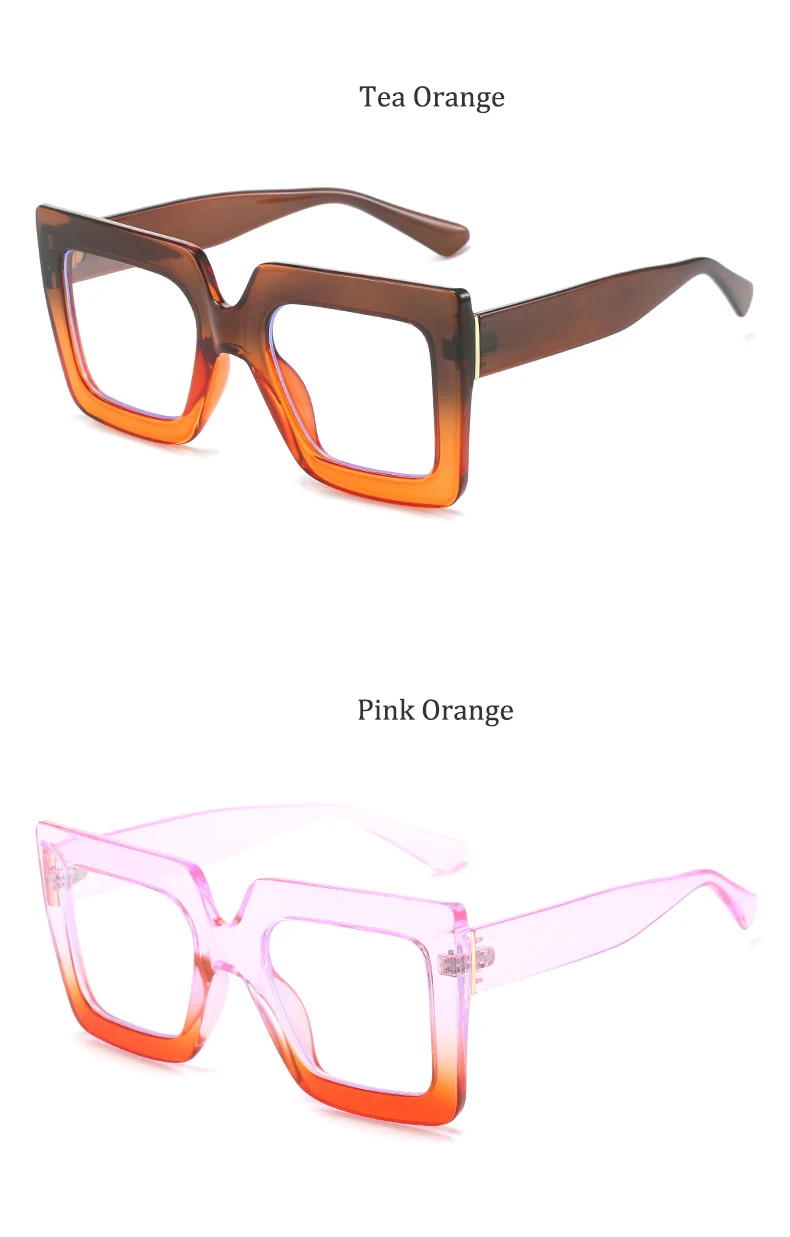 Colorful Anti Blue Light Glasses For Women Square Oversized Black Ladies Optical Glasses Frame Clear Lens Female Eyeglasses