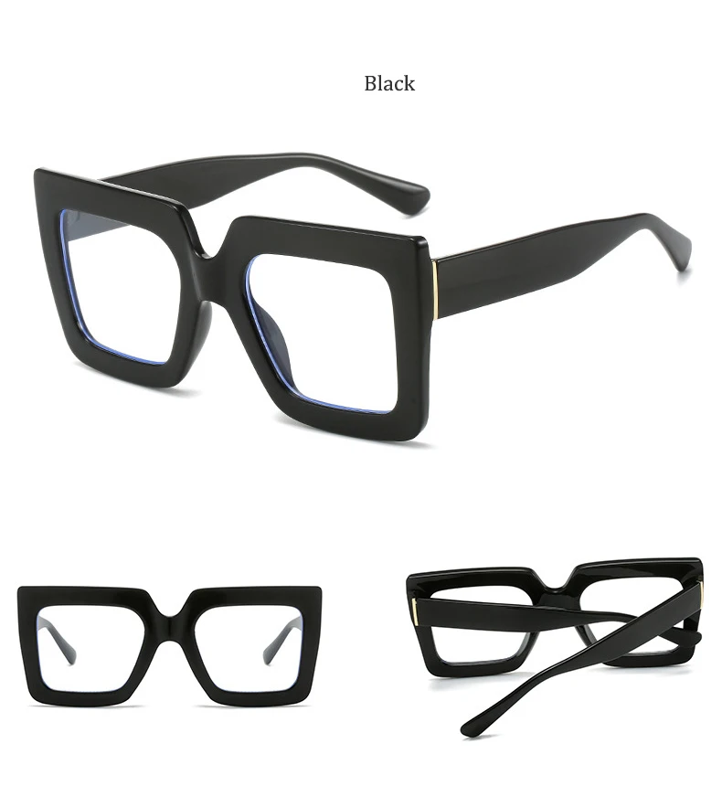Colorful Anti Blue Light Glasses For Women Square Oversized Black Ladies Optical Glasses Frame Clear Lens Female Eyeglasses