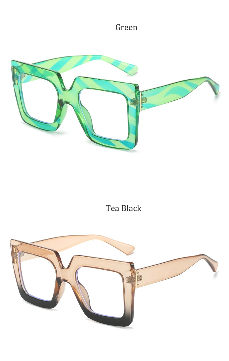 Colorful Anti Blue Light Glasses For Women Square Oversized Black Ladies Optical Glasses Frame Clear Lens Female Eyeglasses