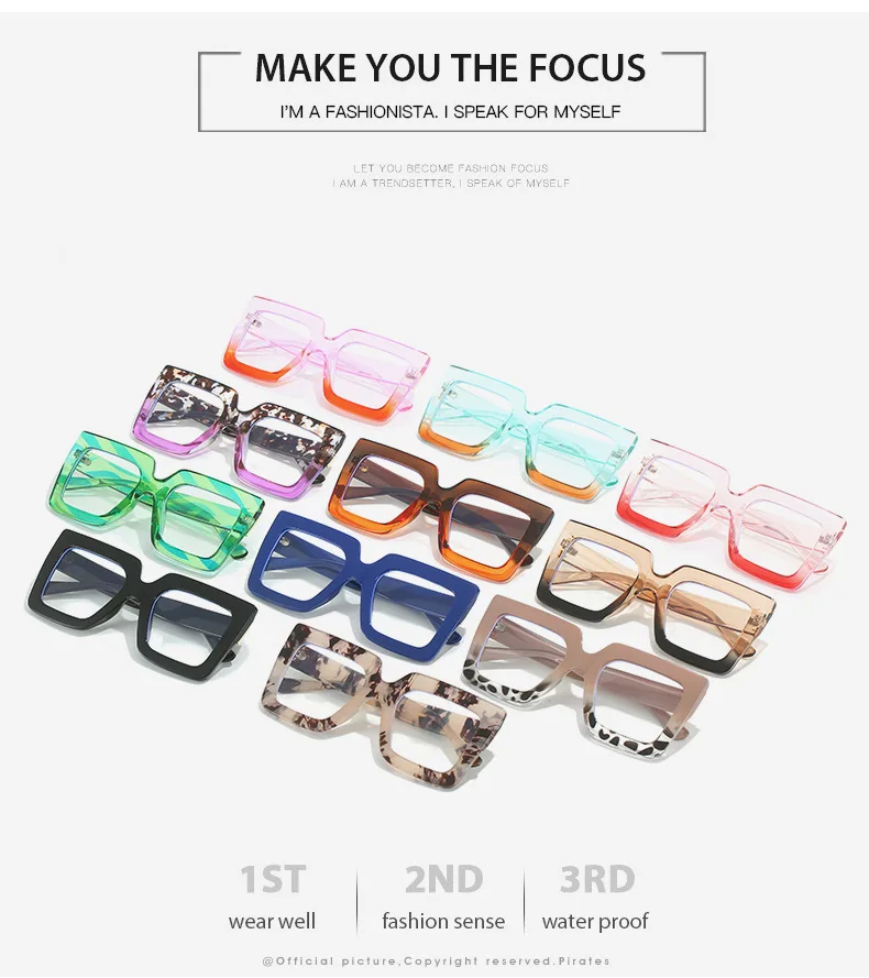 Colorful Anti Blue Light Glasses For Women Square Oversized Black Ladies Optical Glasses Frame Clear Lens Female Eyeglasses