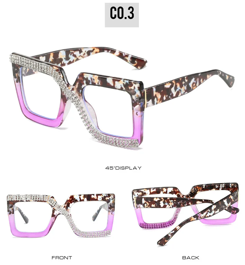 Colorful Anti Blue Light Glasses For Women Square Oversized Black Ladies Optical Glasses Frame Clear Lens Female Eyeglasses