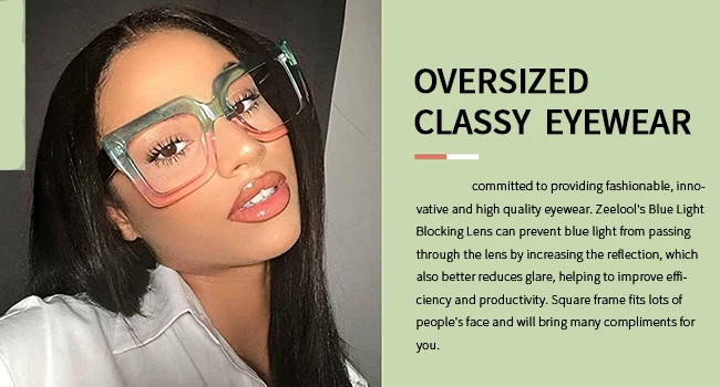Colorful Anti Blue Light Glasses For Women Square Oversized Black Ladies Optical Glasses Frame Clear Lens Female Eyeglasses