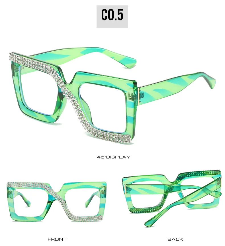 Colorful Anti Blue Light Glasses For Women Square Oversized Black Ladies Optical Glasses Frame Clear Lens Female Eyeglasses