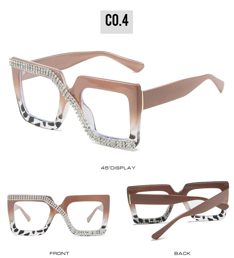 Colorful Anti Blue Light Glasses For Women Square Oversized Black Ladies Optical Glasses Frame Clear Lens Female Eyeglasses