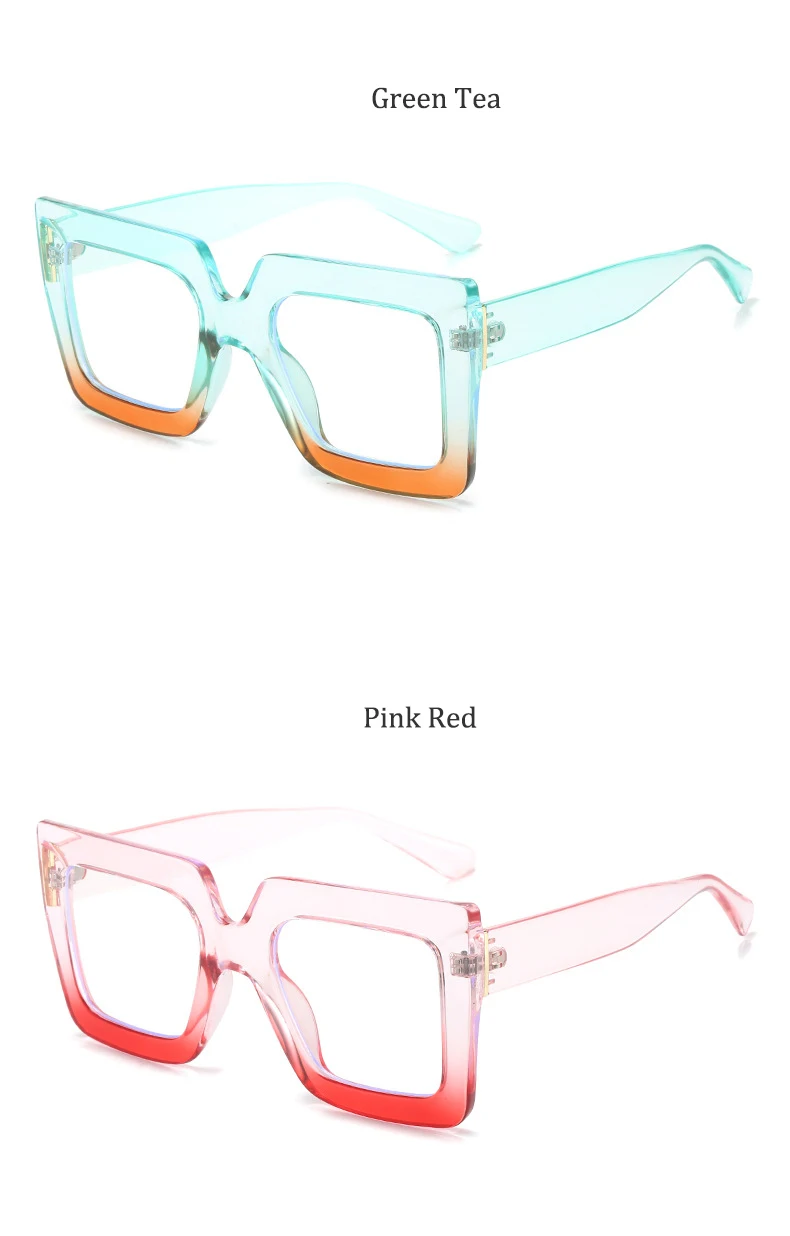 Colorful Anti Blue Light Glasses For Women Square Oversized Black Ladies Optical Glasses Frame Clear Lens Female Eyeglasses