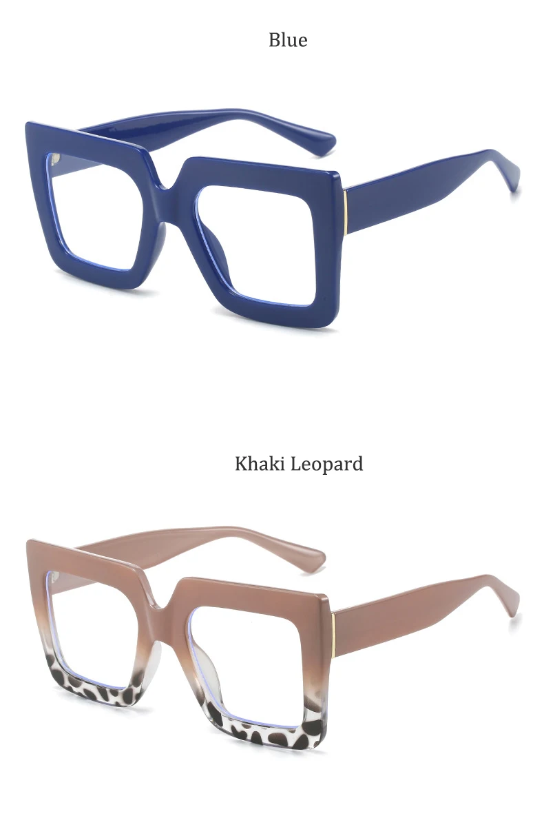 Colorful Anti Blue Light Glasses For Women Square Oversized Black Ladies Optical Glasses Frame Clear Lens Female Eyeglasses