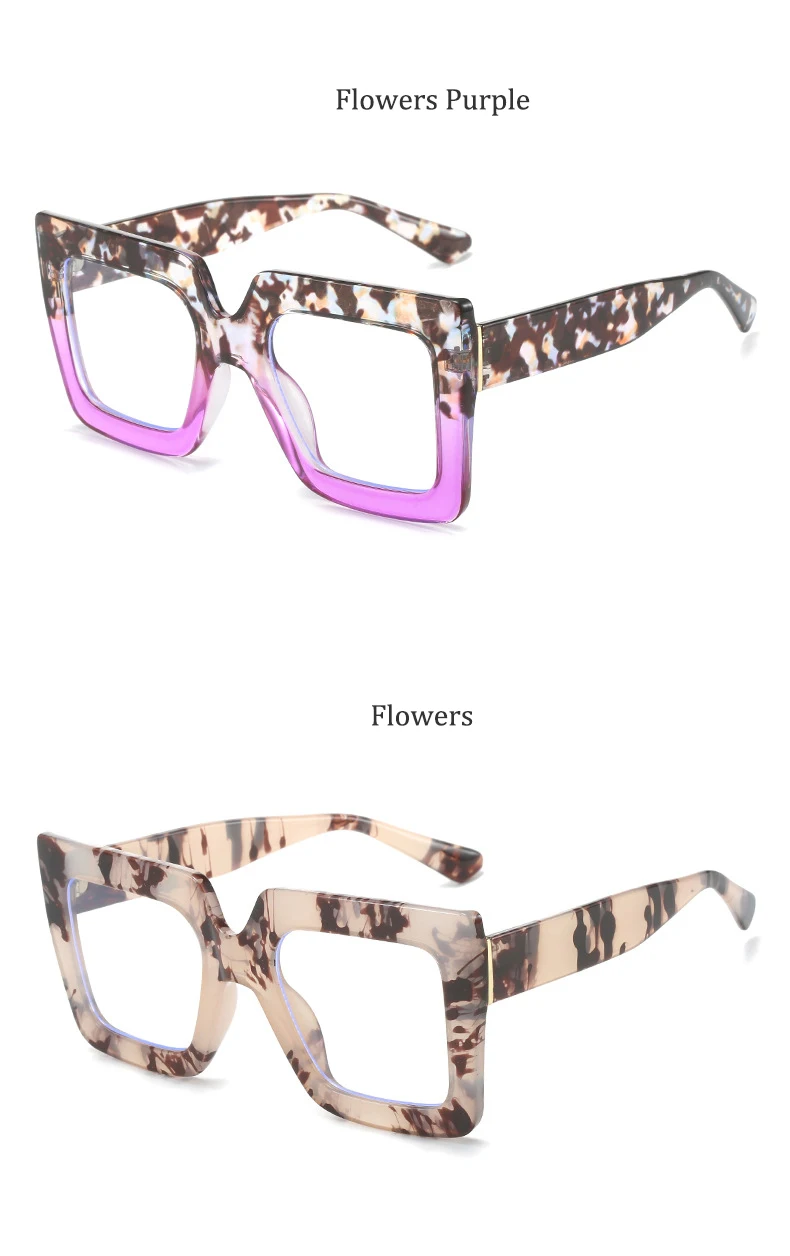 Colorful Anti Blue Light Glasses For Women Square Oversized Black Ladies Optical Glasses Frame Clear Lens Female Eyeglasses