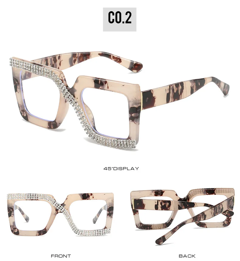 Colorful Anti Blue Light Glasses For Women Square Oversized Black Ladies Optical Glasses Frame Clear Lens Female Eyeglasses