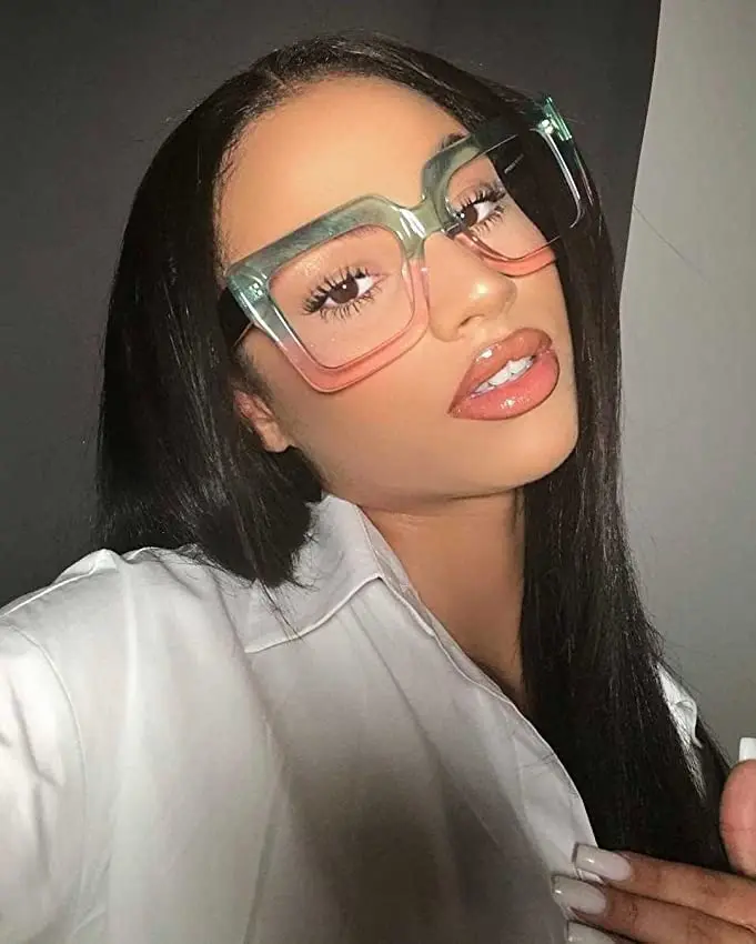 Colorful Anti Blue Light Glasses For Women Square Oversized Black Ladies Optical Glasses Frame Clear Lens Female Eyeglasses