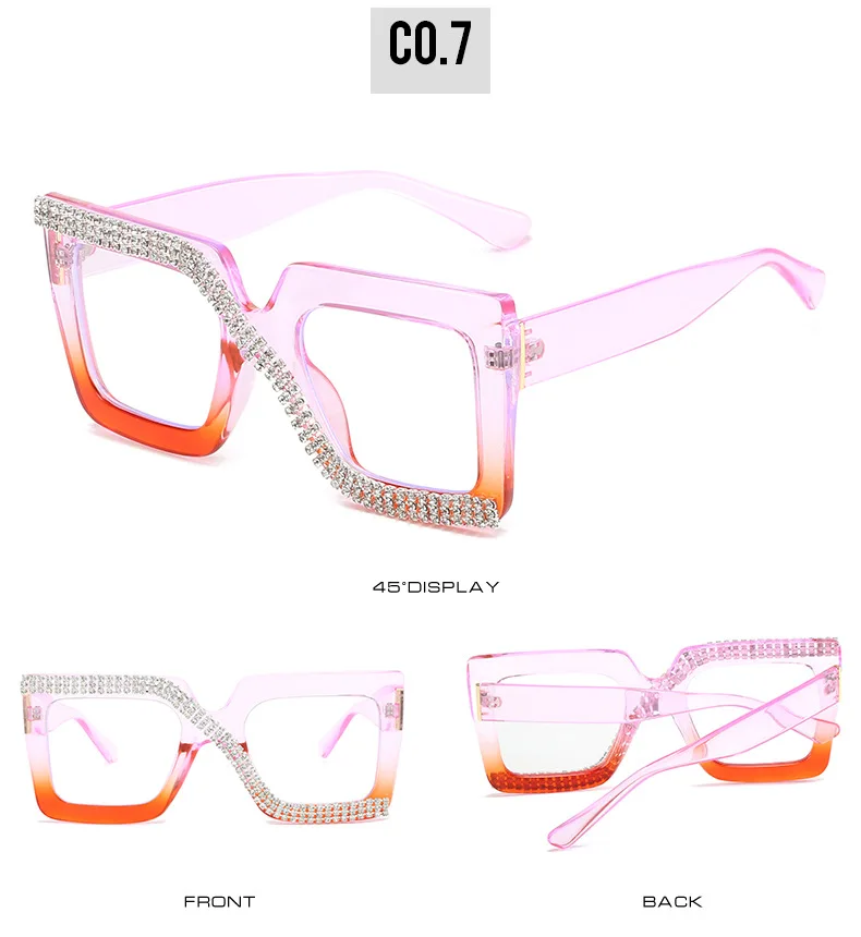 Colorful Anti Blue Light Glasses For Women Square Oversized Black Ladies Optical Glasses Frame Clear Lens Female Eyeglasses
