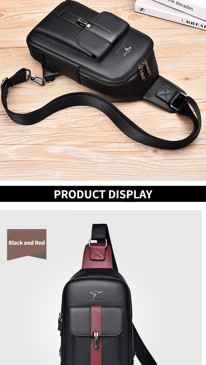 Chest Bag Men's Leather Shoulder Bag Sports Multi-function Cross Body Running Waterproof Training Travel Messenger Pack Handbag