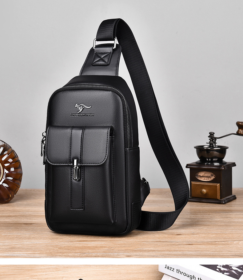 Chest Bag Men's Leather Shoulder Bag Sports Multi-function Cross Body Running Waterproof Training Travel Messenger Pack Handbag