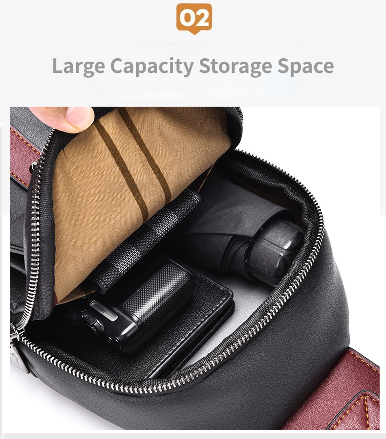 Chest Bag Men's Leather Shoulder Bag Sports Multi-function Cross Body Running Waterproof Training Travel Messenger Pack Handbag