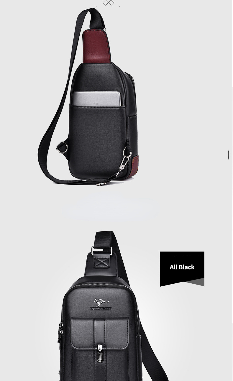 Chest Bag Men's Leather Shoulder Bag Sports Multi-function Cross Body Running Waterproof Training Travel Messenger Pack Handbag