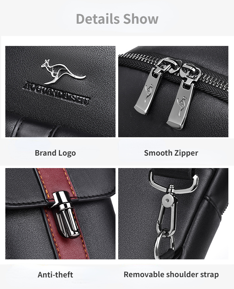 Chest Bag Men's Leather Shoulder Bag Sports Multi-function Cross Body Running Waterproof Training Travel Messenger Pack Handbag