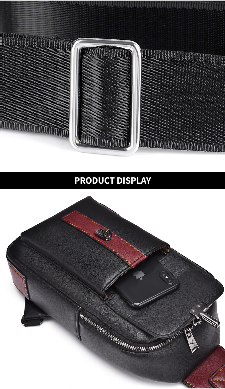 Chest Bag Men's Leather Shoulder Bag Sports Multi-function Cross Body Running Waterproof Training Travel Messenger Pack Handbag