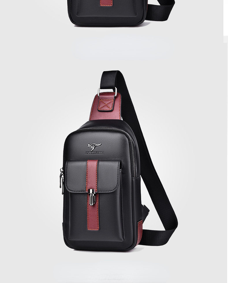 Chest Bag Men's Leather Shoulder Bag Sports Multi-function Cross Body Running Waterproof Training Travel Messenger Pack Handbag