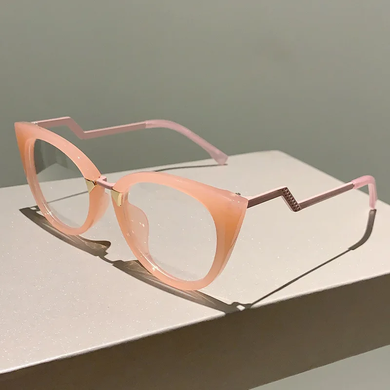 Stylish Vintage Round Women Eyeglasses Vintage Anti Blue Light Cat Eye Spectacle Eye Glasses Frame Trend Optical Eyewear