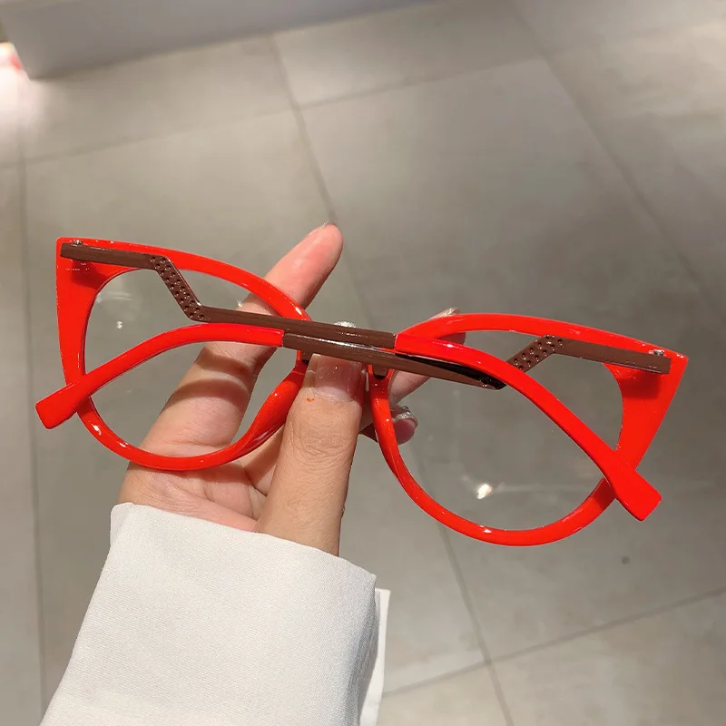 Stylish Vintage Round Women Eyeglasses Vintage Anti Blue Light Cat Eye Spectacle Eye Glasses Frame Trend Optical Eyewear