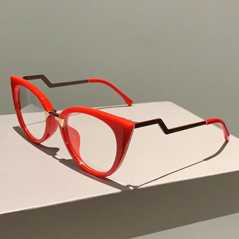 Stylish Vintage Round Women Eyeglasses Vintage Anti Blue Light Cat Eye Spectacle Eye Glasses Frame Trend Optical Eyewear