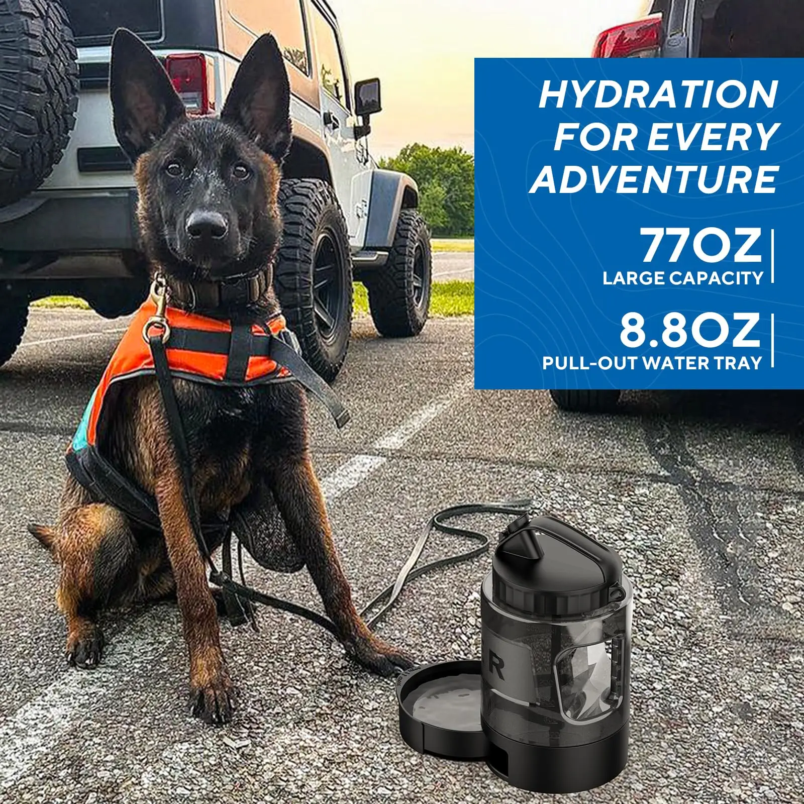 Lesotc 77oz Portable Dog Travel Water Bottle Large Capacity Pet Water Bowl for Camping Hiking Beach Hunting