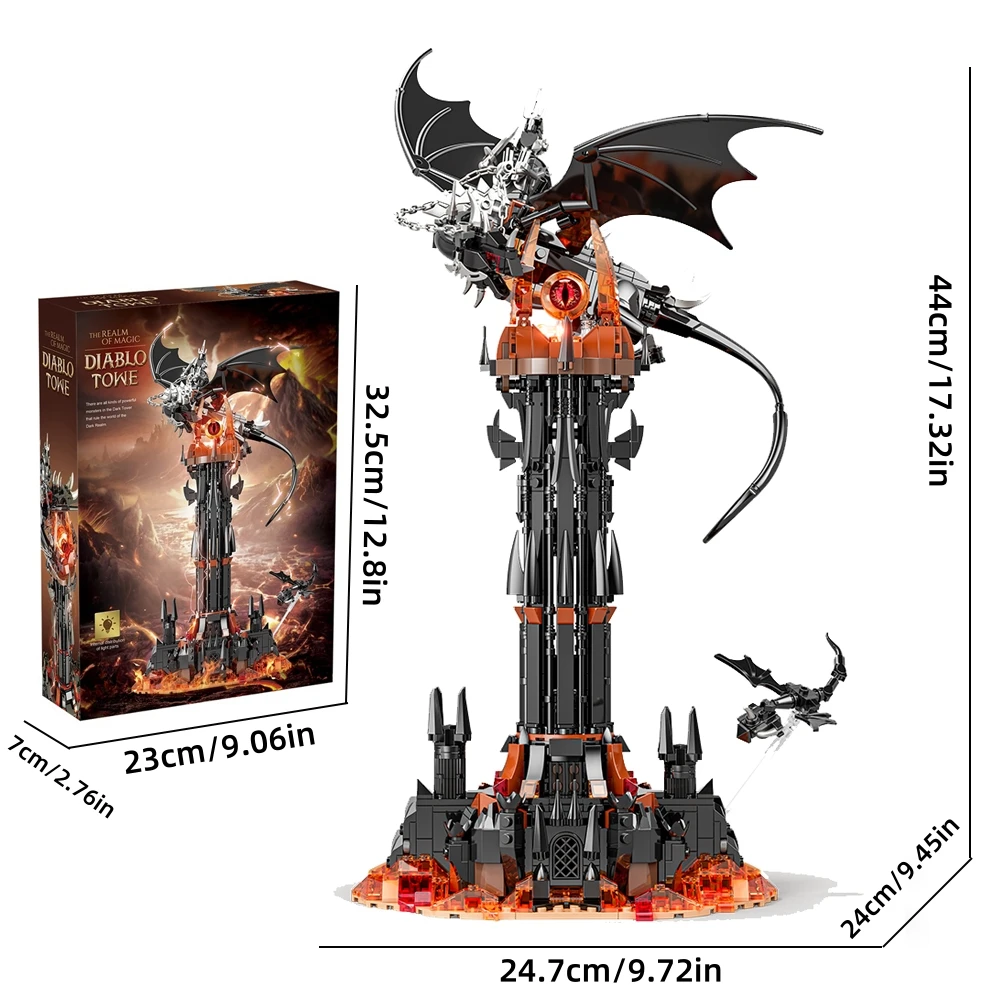 Moc-Lord Movie Rings Model The Fell Beast Magic Tower Building Blocks Fortress Castle Creative Assemble Bricks Toys Gift For Ki