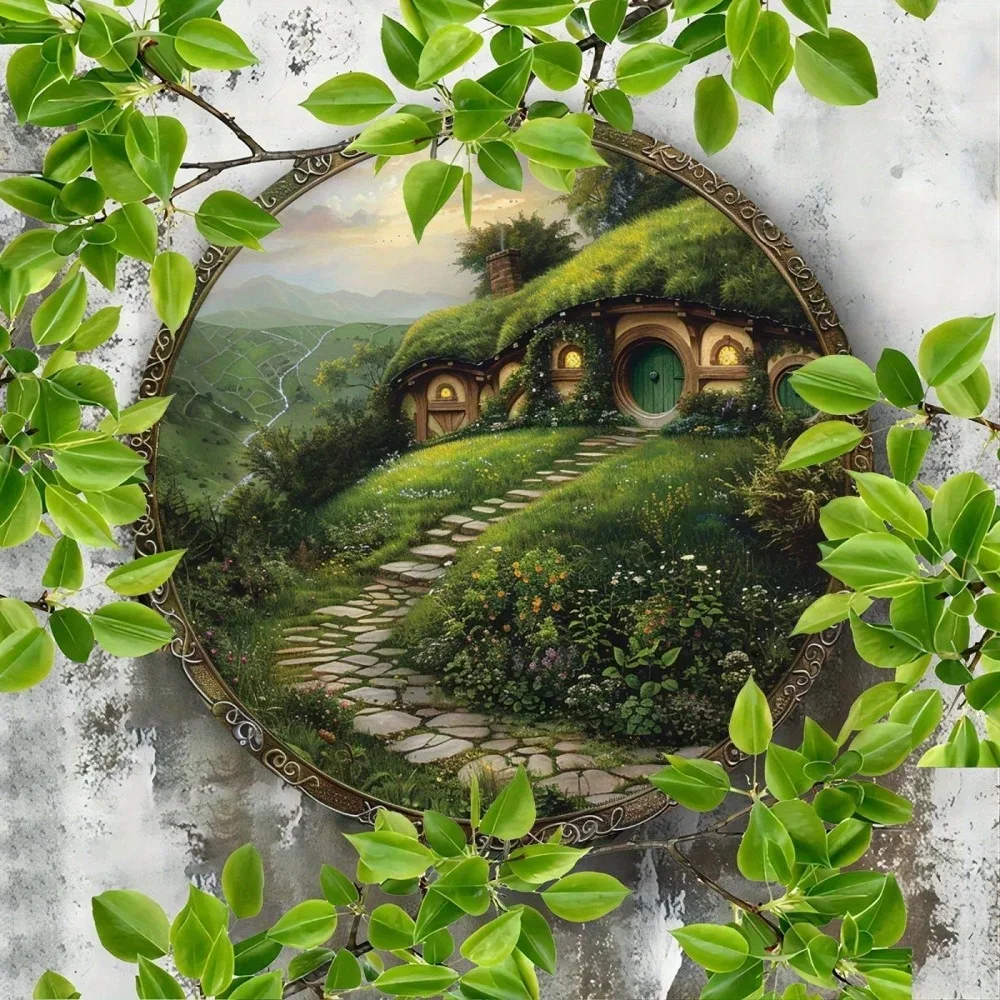 VintageLoom Rustic Hobbit House Metal Sign, Dusk Design Wall Art for Indoor Outdoor Home Cafe Restaurant Garage Decor