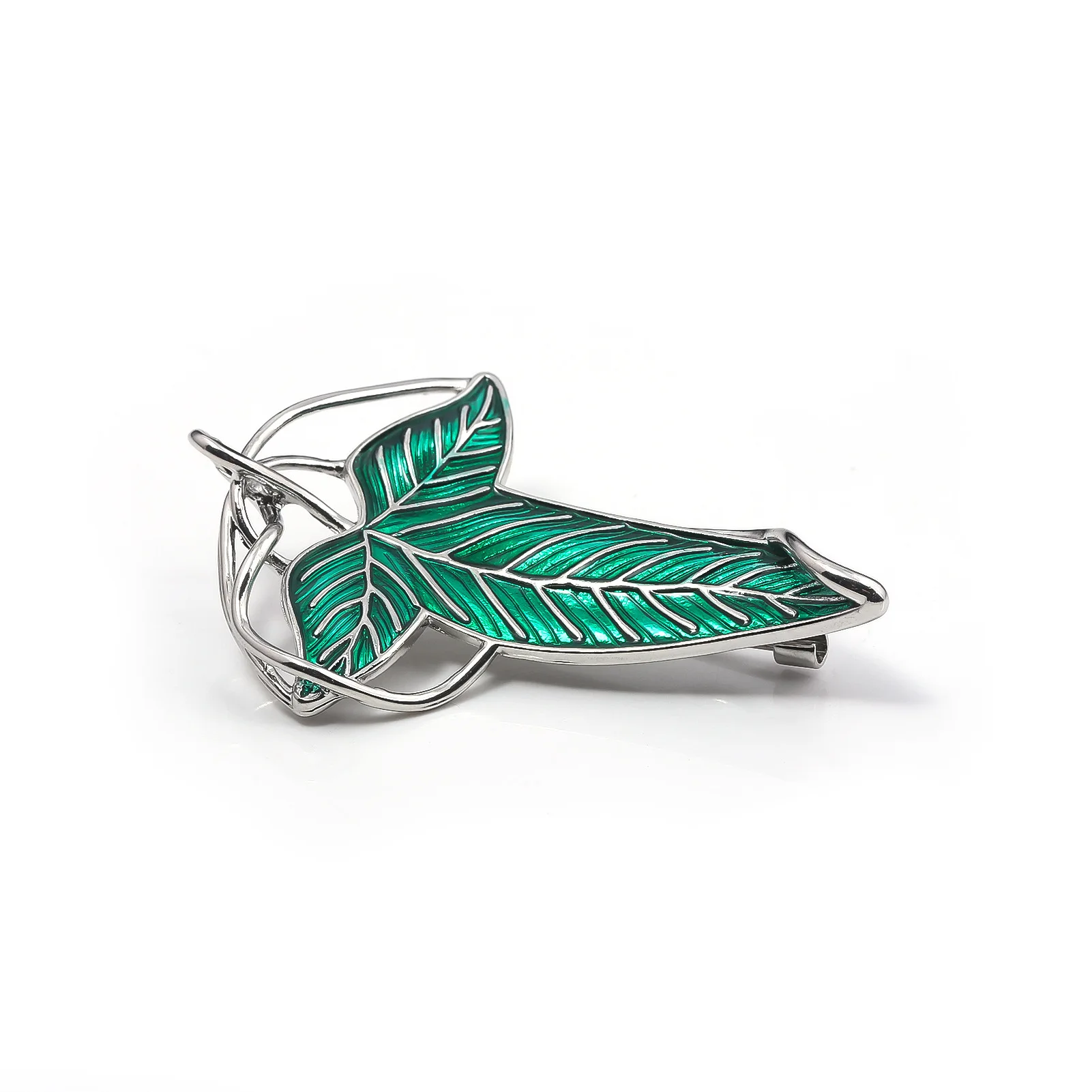 Elf Green Leaves of Lorien Brooch Pin Tolkien Galadriel Legolas Frodo Baggins Aragorn Tree Enamel Badge Movie Jewelry Wholesale