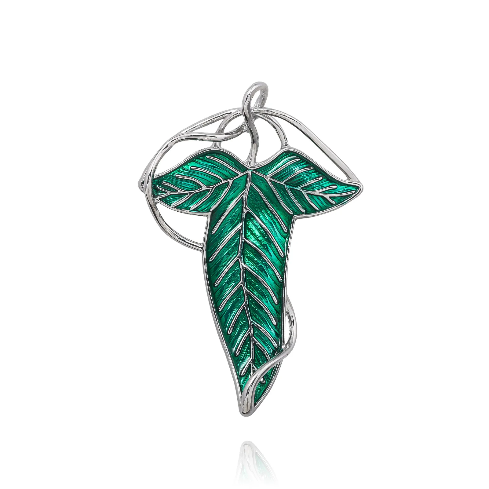 Elf Green Leaves of Lorien Brooch Pin Tolkien Galadriel Legolas Frodo Baggins Aragorn Tree Enamel Badge Movie Jewelry Wholesale