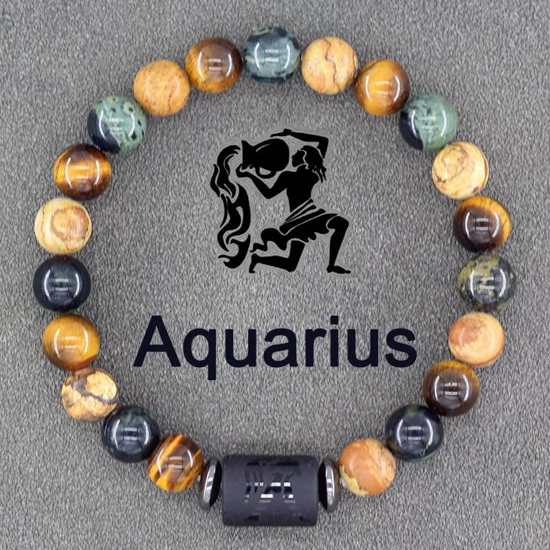 Zodiac Sign Bracelet Homme 12 Constellation Bangles Men Gemini Virgo Leo Libra Bracelet Women Friendship Gift Bracelet on Hand