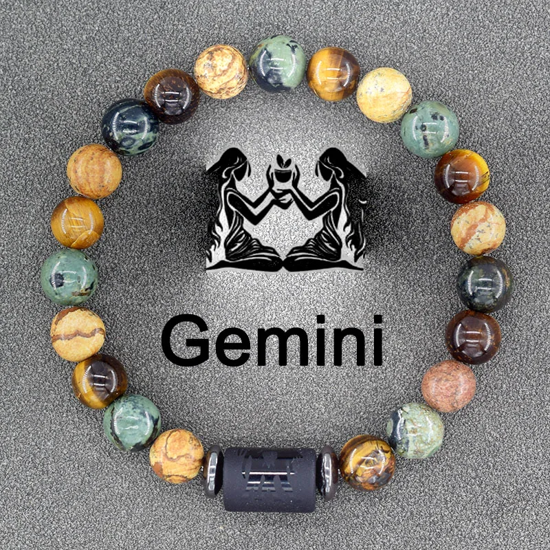 Zodiac Sign Bracelet Homme 12 Constellation Bangles Men Gemini Virgo Leo Libra Bracelet Women Friendship Gift Bracelet on Hand