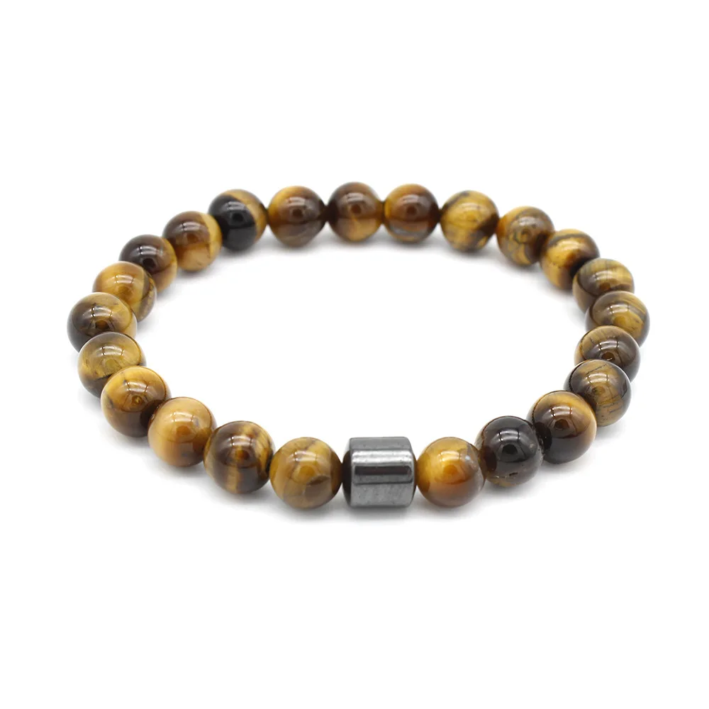 Tiger Eyes Natural Stone Beads Handmade Men Magnetic Hematite Accessory Bracelets for Boyfriend Father Gift