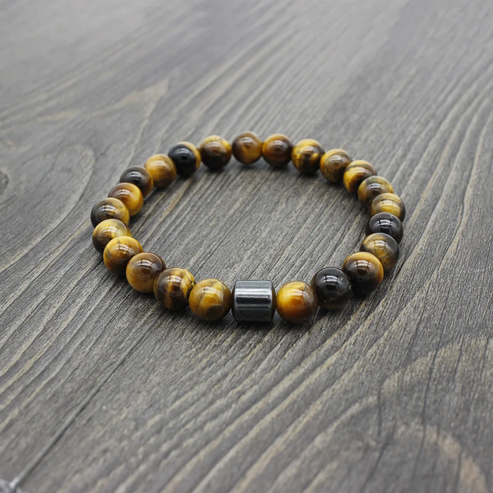 Tiger Eyes Natural Stone Beads Handmade Men Magnetic Hematite Accessory Bracelets for Boyfriend Father Gift