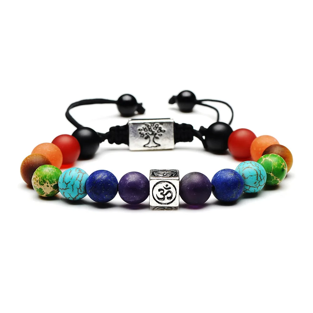 YIZIZAI Handmade 7 Chakra Tree Of Life Charm Bracelets Lava Stones Beads Rope Bracelet Women Men Yoga Bracelets Bangles