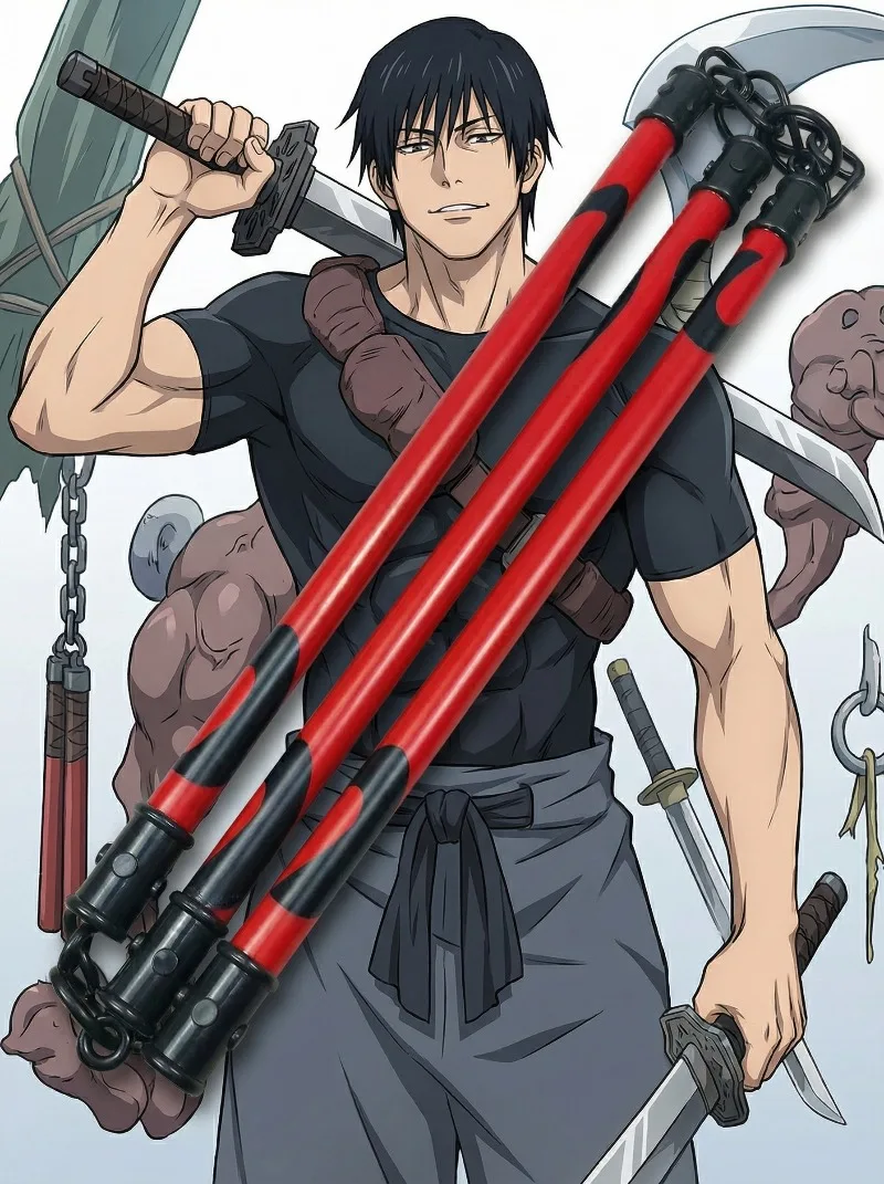 19.6in Zenin Maki Sansetsukon Katana Real Size Japanese Three-Section Staff Jujutsu Kaisen Katana Anime Cosplay Prop Toy Gifts