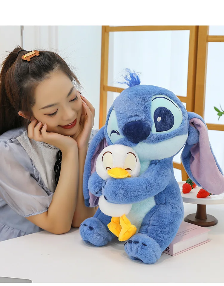 30-80cm Stitch Baby Hug Duck Doll Cloth Doll Pillow Stitch Internet Celebrity Plush Toy Cute Plush Toy Large Birthday Gift