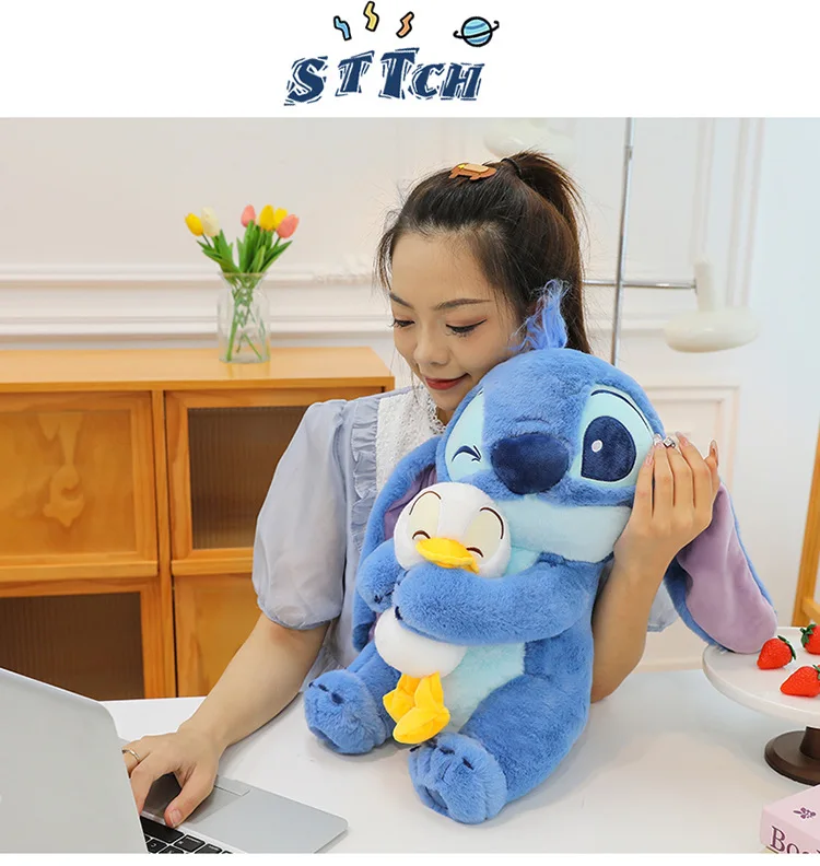 30-80cm Stitch Baby Hug Duck Doll Cloth Doll Pillow Stitch Internet Celebrity Plush Toy Cute Plush Toy Large Birthday Gift