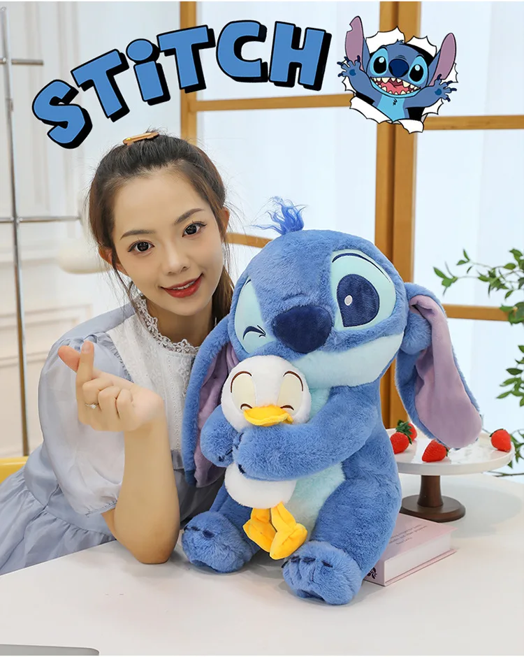 30-80cm Stitch Baby Hug Duck Doll Cloth Doll Pillow Stitch Internet Celebrity Plush Toy Cute Plush Toy Large Birthday Gift