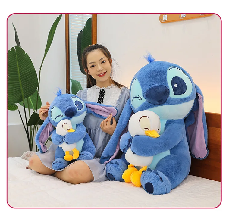30-80cm Stitch Baby Hug Duck Doll Cloth Doll Pillow Stitch Internet Celebrity Plush Toy Cute Plush Toy Large Birthday Gift