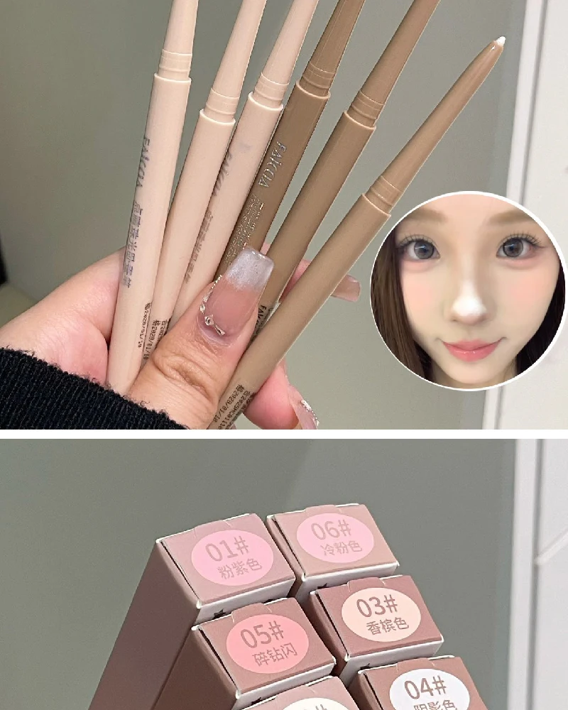 Ultra-fine Pink Pearl Lying Silkworm Pencil Matte Natural Brighten Shiny Highlighter Champagne Eyeshadow Stick Eyeliner Gel Pen