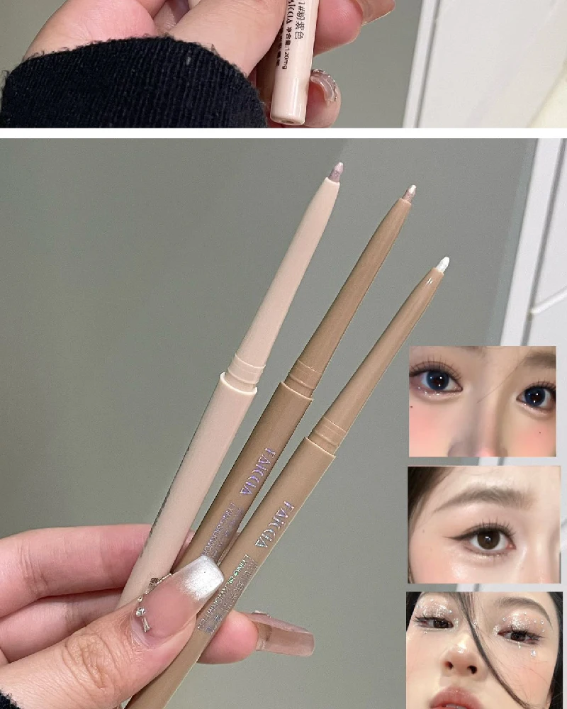 Ultra-fine Pink Pearl Lying Silkworm Pencil Matte Natural Brighten Shiny Highlighter Champagne Eyeshadow Stick Eyeliner Gel Pen