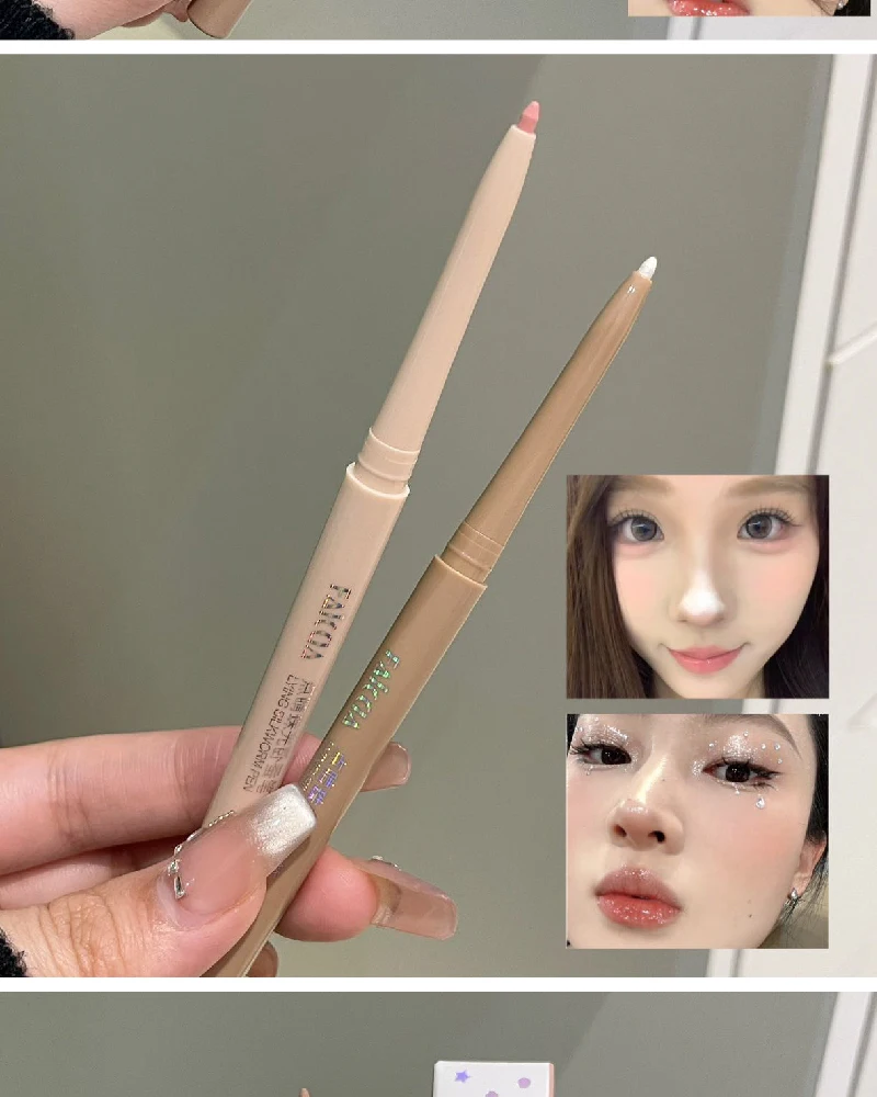 Ultra-fine Pink Pearl Lying Silkworm Pencil Matte Natural Brighten Shiny Highlighter Champagne Eyeshadow Stick Eyeliner Gel Pen