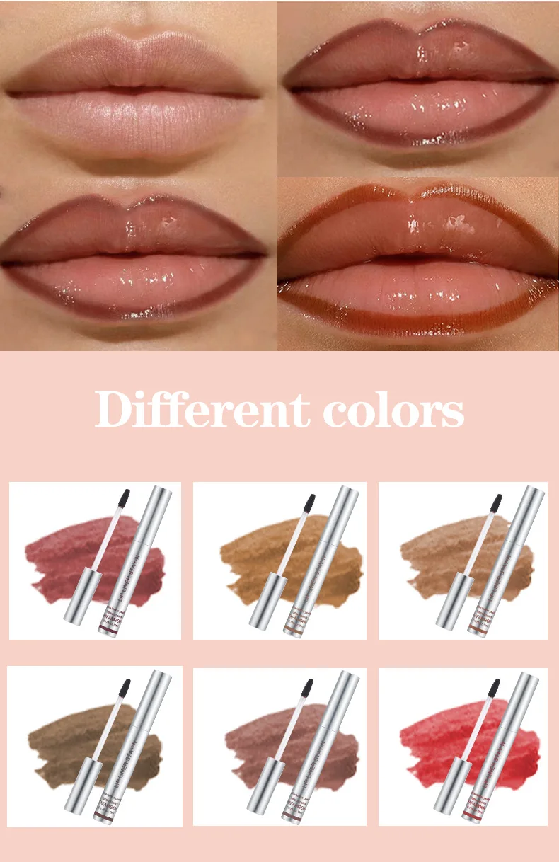 6 Color Waterproof Lip Liner Peel Off Tattoo Lip Gloss Lasting Matte Lip Tint Black Brown Contour Tear-off Makeup Stain Cosmetic