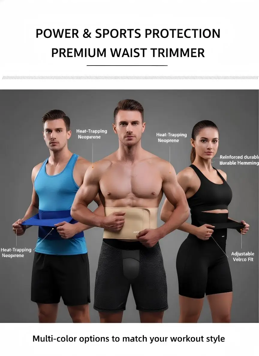 Neoprene Waist Trimmer Belt for Men Women - Waist Trainer Sweat Belt for Weight Loss & Fat Burn, Adjustable Slimming Corset for